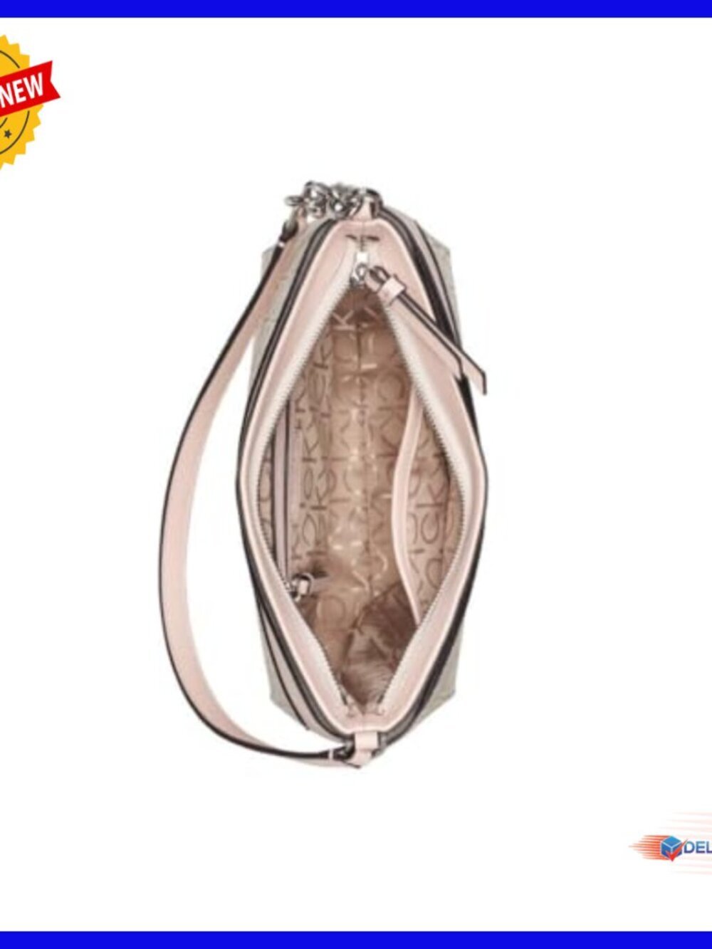 Vegan Leather Hobo Bag with Chain Strap, Zipper Closure, Interior Pockets - Picture 5 of 5